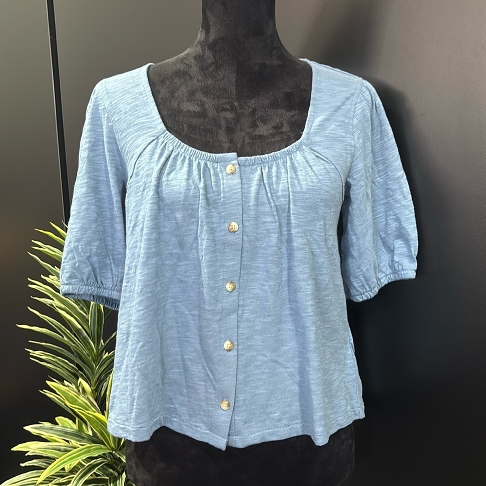 UpWest Relaxed Fit Crop,peplum back,elastic sleeve,square neck,extended back